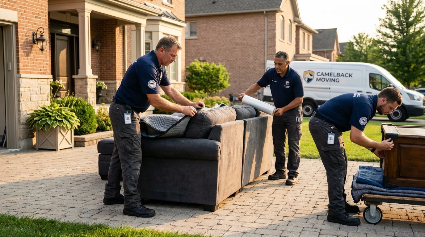 Large estate moving crew wrapping furniture in Riesel, TX